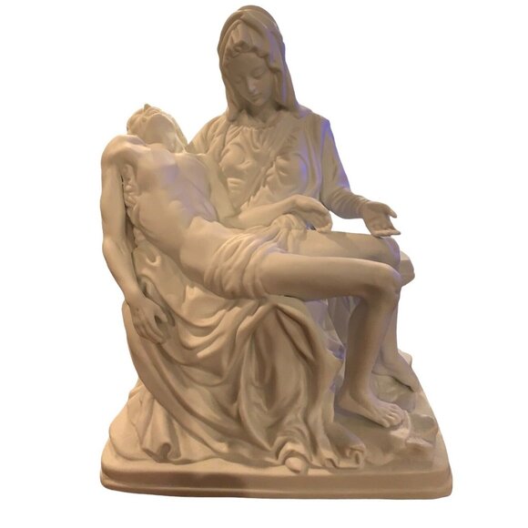 MARY AND JESUS Napcoware White Non Glaze Statue From Mexico